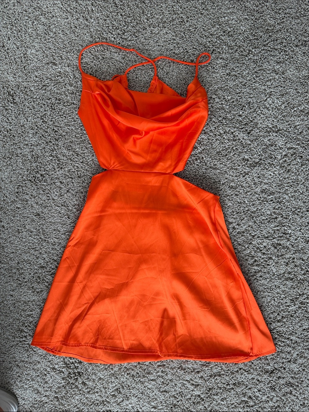 Satin Orange Tie-Front Mini Dress